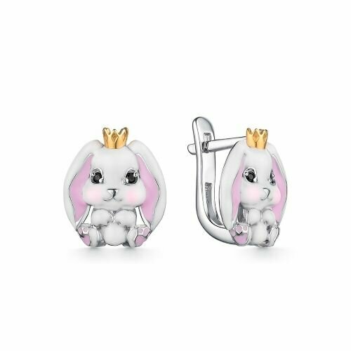 Серьги Мириада, серебро, 925 проба, эмаль, фианит, белый