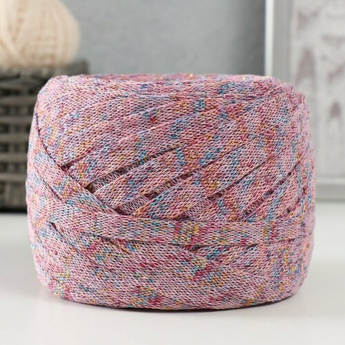 Трикотажная пряжа Риббон с люрексом 85м1705 гр Розовый люрекс Радуга 899₽