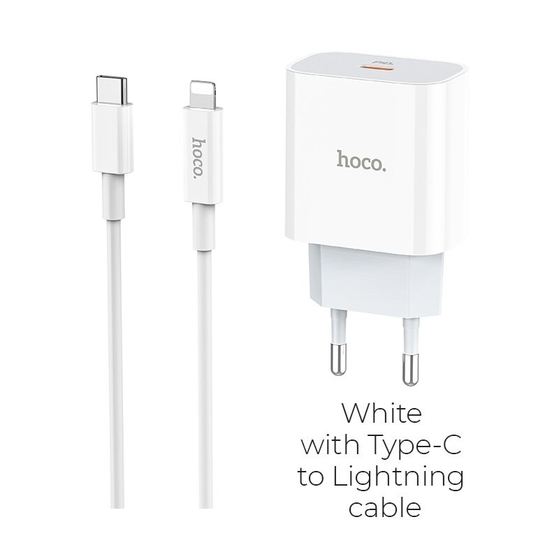 Зарядное устройство для быстрой зарядки HOCO C76A Pro, USB-C PD30W + Кабель Type-C to Lightning 1 метр, Белый — фото 1