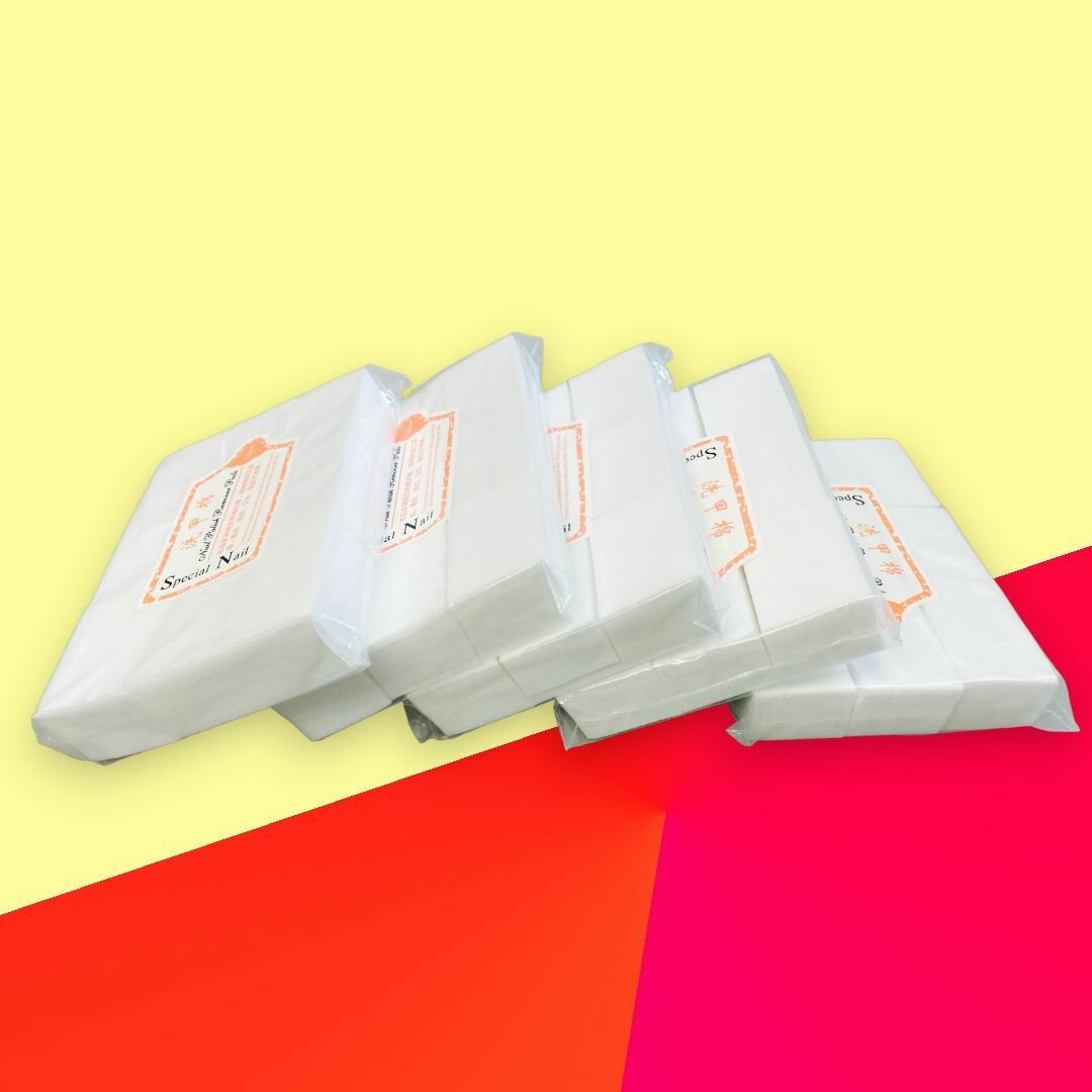 5 упаковок Безворсовые салфетки для маникюра / цвет: белый / 1000шт /600 шт в упаковке