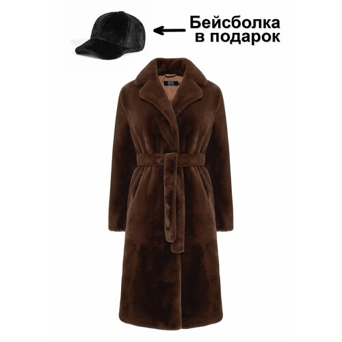 Шуба классика SAS womanswear, размер S(42-44), коричневый шуба классика no name размер 42 44 черный