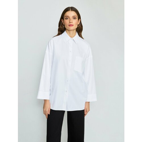 Блуза Concept club, размер S, белый женская джинсовая рубашка в полоску повседневная свободная однобортная блузка составного кроя в корейском стиле с лацканами весна 2022