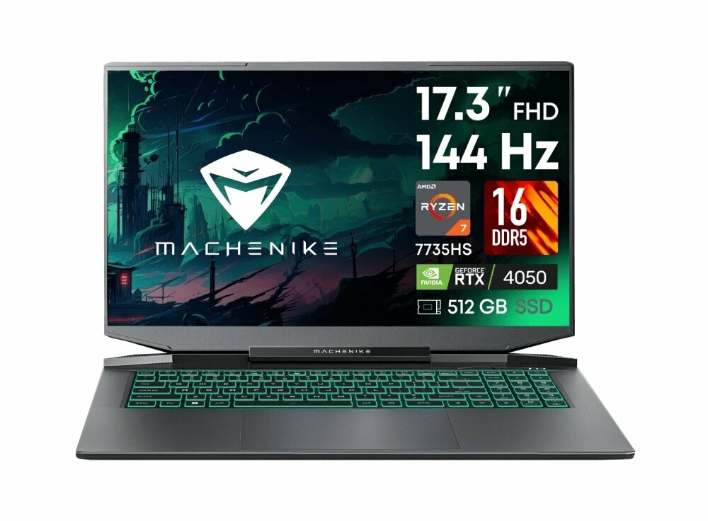 Ноутбук Machenike L17 Pulsar 17.3" FHD IPS 144Hz/AMD Ryzen 7 7735HS/16Gb/512Gb/nVidia GeForce RTX4050/2.55kg/black/DOS