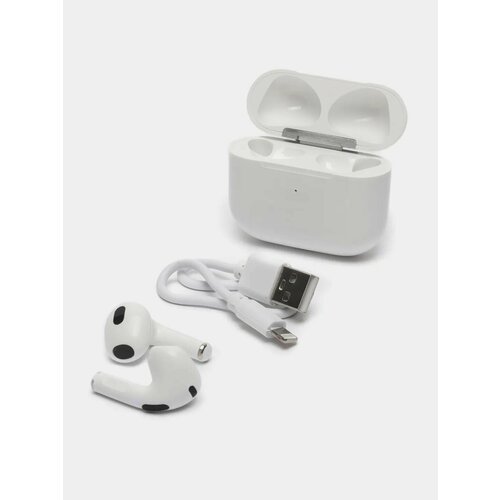 Наушники беспроводные PODS 3 TWS для телефона, белые (блютуз, bluetooth, вкладыши, с микрофоном и активным шумоподавлением)