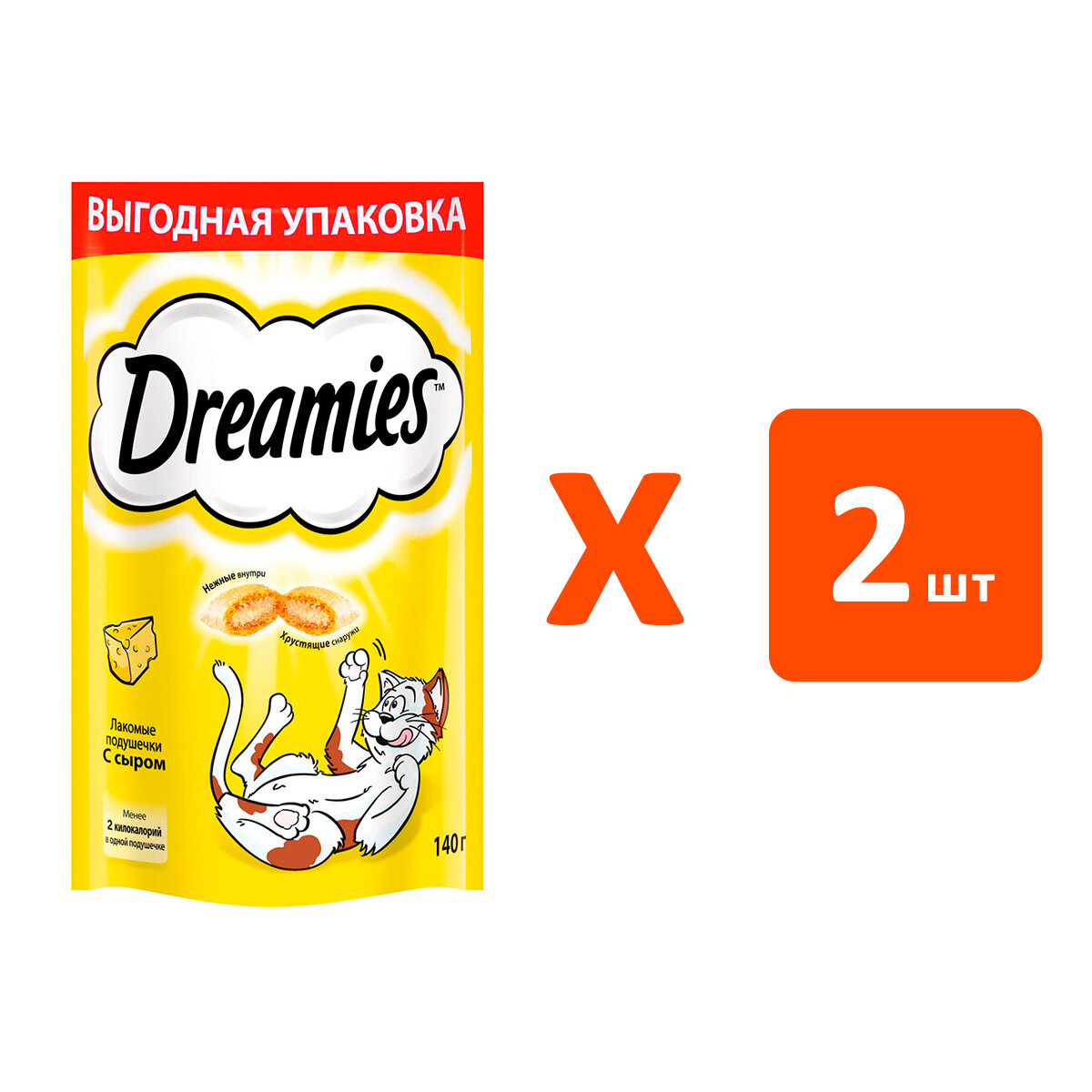 Лакомство DREAMIES для кошек подушечки с сыром (140 гр х 2 шт)