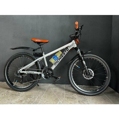 Велосипед горный Richiesto 24 алюминиевый Подростковый детский Унисекс серебристыйкоричневый 2450000₽