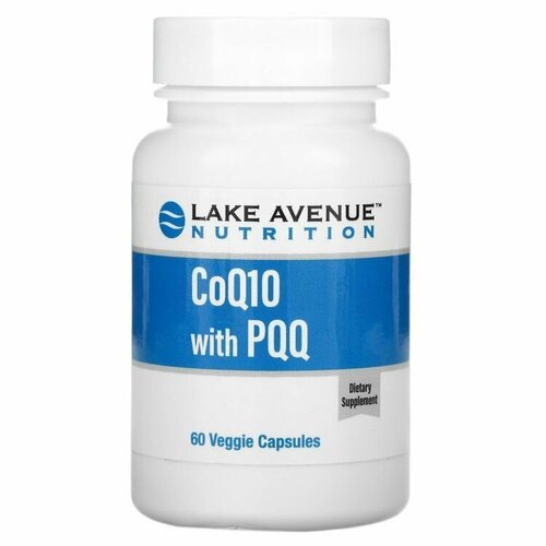 коэнзим q10 с pqq lake avenue nutrition 100 мг 60 вегетарианских капсул Lake Avenue Nutrition, Коэнзим Q10 с PQQ, 60 капсул