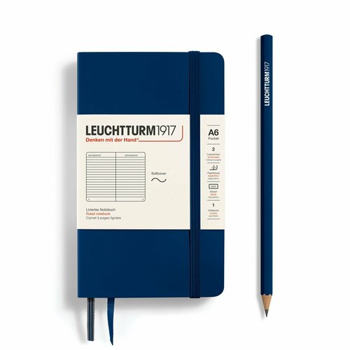 Блокнот Leuchtturm1917 Classic A6 (9x15см.) 80г/м2 - 123 стр. в линейку, мягкая обложка, цвет: Синий Неви