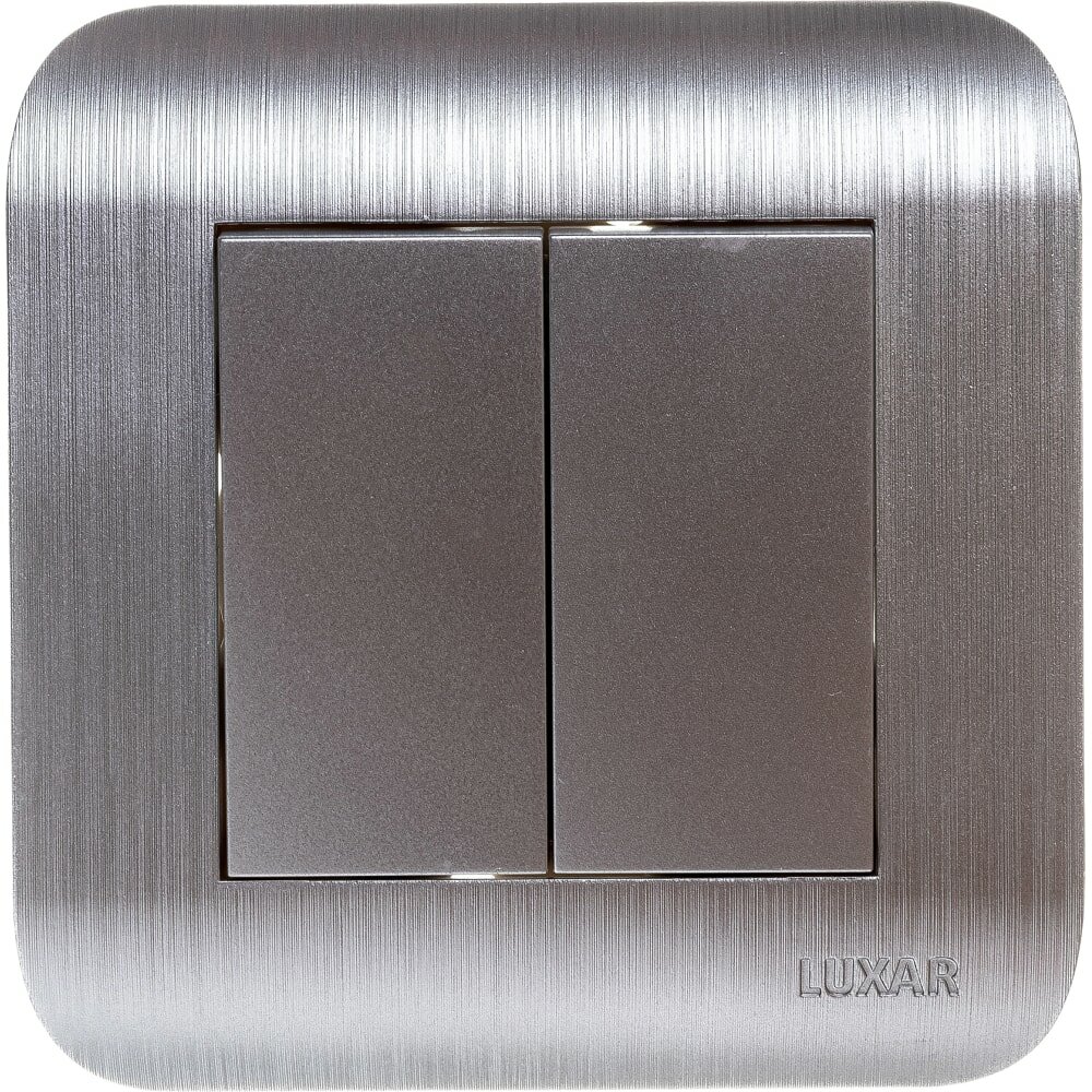 Luxar Выключатель Deco с/у 2-кл. серебро с рифленой рамкой, 250В 10А 4606400620235