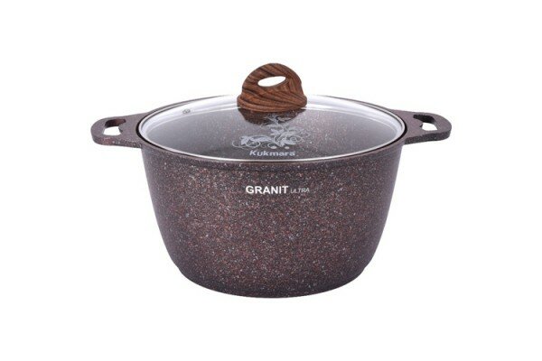 Кастрюля а/пр литая 60л стекл/кр Granit ultra red ТМ KUKMARA