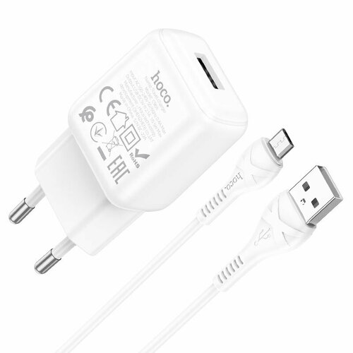 СЗУ, 1 USB 2.1A (C96A), HOCO, Micro, белый сзу micro usb 2 1a n9 hoco белое