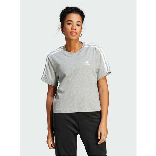 Футболка adidas, размер S [INT], серый sanches long sleeve sexy autumn tshirts women crop top halter hollow out short party club y2k casual black white female crop top