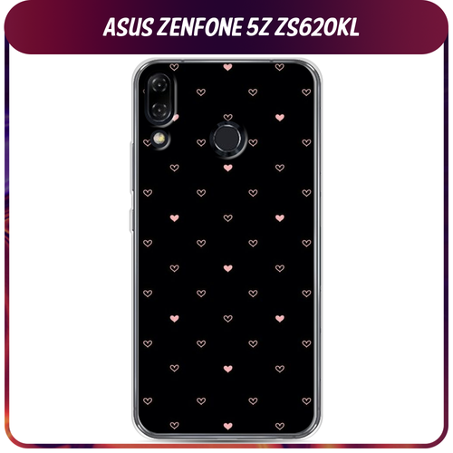 Силиконовый чехол на Asus Zenfone 5/5Z ZE620KL (ZS620KL) / Асус Зенфон 5/5Z Чехол с сердечками слуховой разговорный динамик для asus zenfone 5 5z ze620kl zs620kl