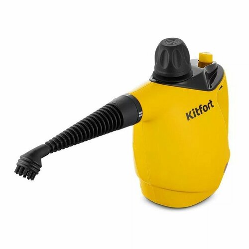 Пароочиститель Kitfort КТ-9140-1, 1050 Вт, 0.45 л, нагрев 5 мин, чёрно-желтый измельчитель kitfort кт 3050 1 пластик 400 вт 1 5 л 2 скорости бело фиолетовый