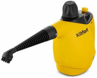 Пароочиститель Kitfort КТ-9140-1, 1050 Вт, 0.45 л, нагрев 5 мин, чёрно-желтый