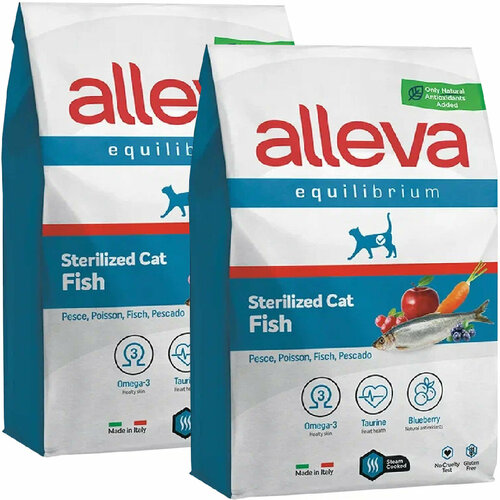 ALLEVA EQUILIBRIUM ADULT CAT STERILIZED FISH для взрослых кастрированных котов и стерилизованных кошек с рыбой (10 + 10 кг)