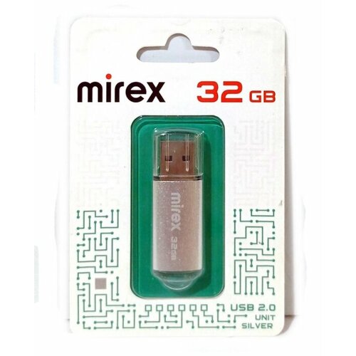 Флеш накопитель 32GB MIREX UNIT SILVER USB 2.0 mirex флеш накопитель mirex keeper 32gb usb 3 0 металл