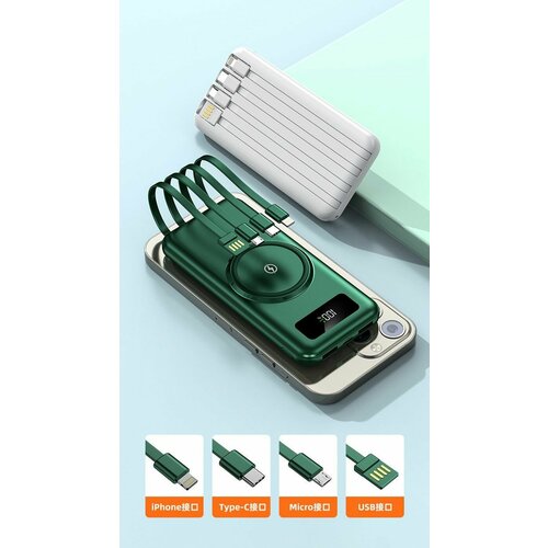 Power Bank 20000 mah / Повербанк для телефона / Внешний аккумулятор с беспроводной зарядкой / Зарядное устройство для смартфона