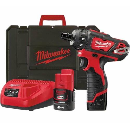 Аккумуляторный шуруповерт Milwaukee M12 BD-202C 12 В 30 Нм 1500 обмин с 2 АКБ 2 Ач и ЗУ в кейсе 4933443885 26960₽