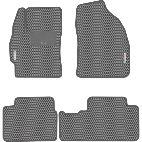 фото Автомобильные коврики eva для toyota corolla x e140,150 (2006-2013), с каучуковым подпятником и 2 эмблемами, серые с серым кантом, ячейка - ромб