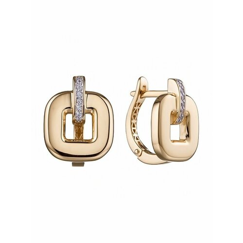 Серьги YA ZOLOTO, желтое золото, 585 проба, фианит, длина 1.5 см, желтый