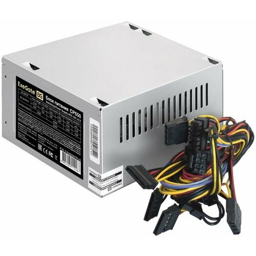 Exegate Блок питания 550W ExeGate CP550 (ATX, PC, 8cm fan, 24pin, 4pin, 3xSATA, 2xIDE, FDD, кабель 220V в комплекте) exegate блок питания 450w exegate f450as flex atx for itx case apfc кпд 80% 80 plus 4cm fan 24pin 4 4pin 3xsata 2xide