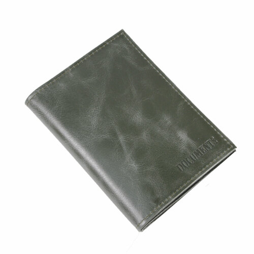 обложка для паспорта кроко п402 265 карман для карточек 5 шт клапан натуральная кожа цвет серый Обложка для автодокументов , зеленый