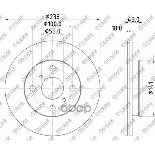 Диск Тормозной Tg-43512-16070/Rn1097v*Ti•Guar Перед Ty Starlet / Tercel / Corsa / Corolla Ii 90-96 // D55 X D238 X T18 X H43 .