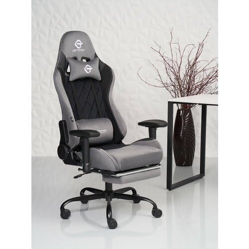 Игровое компьютерное кресло GT Racer 306F цвет светло-голубой с синими вставками Подножка в комплекте 18487₽