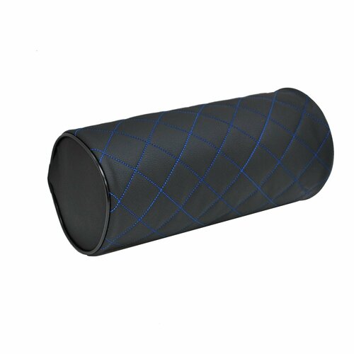 Подушка на подголовник валик эко кожа спонж стеганная синий ромб 451₽