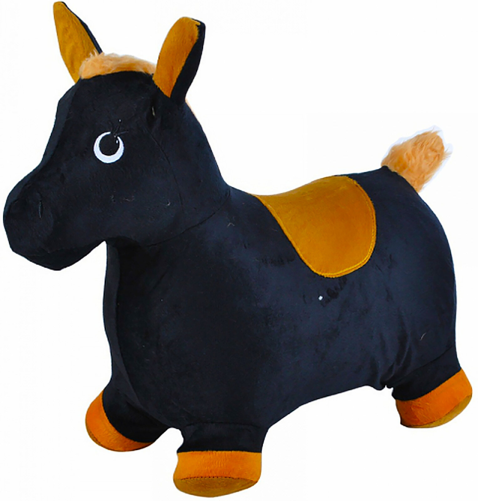 SPRING Прыгуны-животные пони, PVC + съемный плюш. чехол, с насосом, 57*25*50см, Черный с коричневым