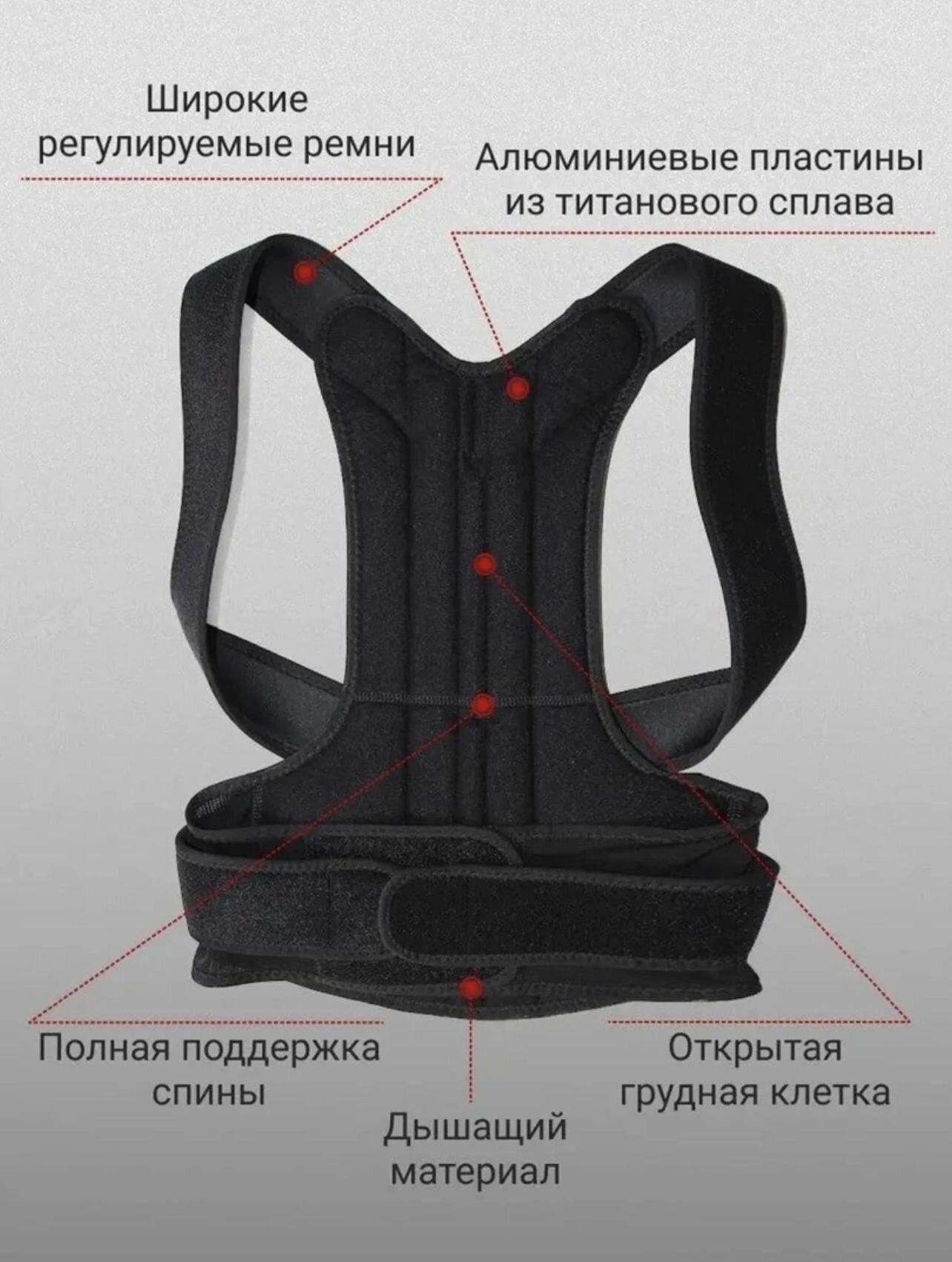 Изображение Ортопедический корсет для осанки – 4 пластины, комфорт и коррекция