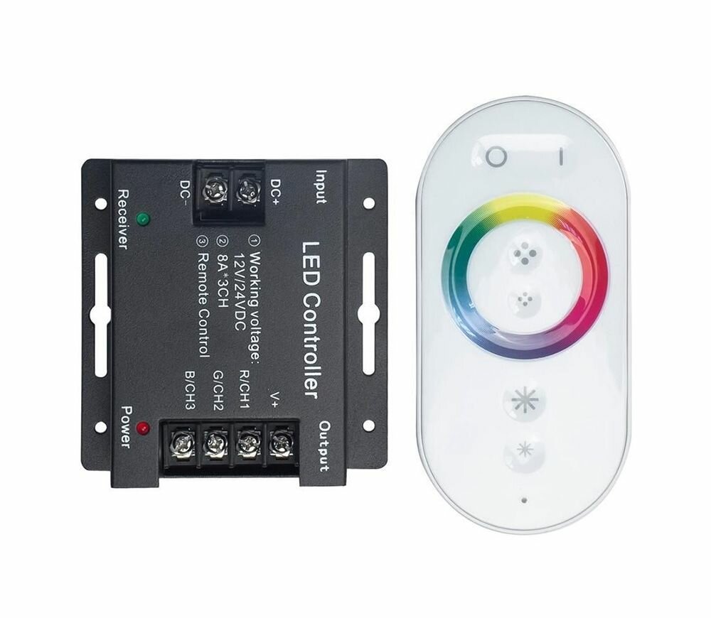Контроллер для RGB ленты 12/24V до 288/576W с радиопультом сенсорный белый Ecola RFC24WESB
