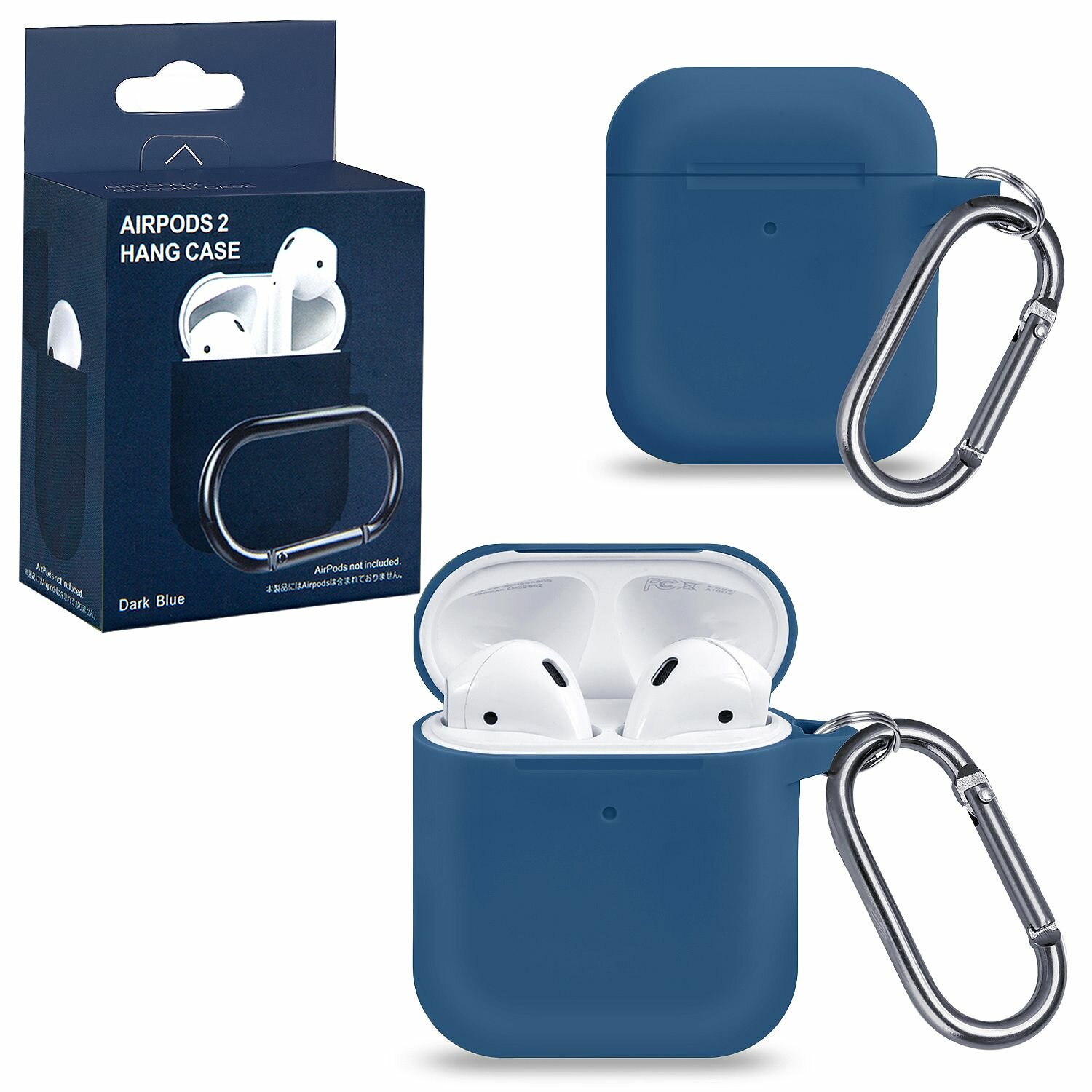 Чехол для наушников Apple AirPods 1/2 с карабином №19 Blue