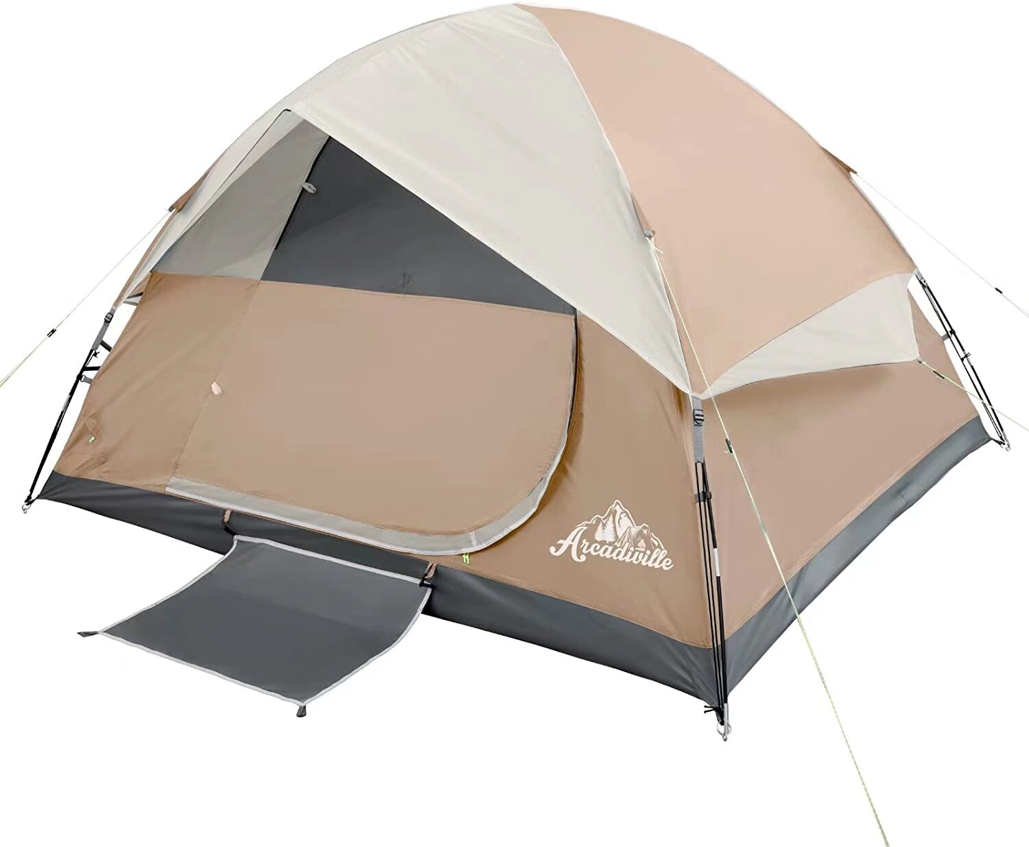 Кемпинговая палатка 6-местная / Туристическая палатка для отдыха, рыбалки, охоты / 300х300х180 см / бежевый