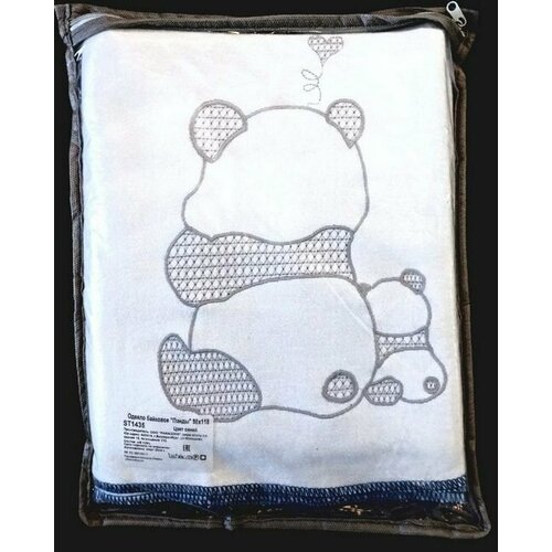 Детское байковое одеяло панды 98 х 118 см, синий цвет, модель ST1435