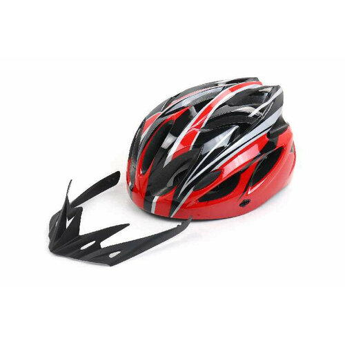 Шлем Вело с козырьком красно-черный 54-60см шлем вело детский цв бело синий размер 46 54см