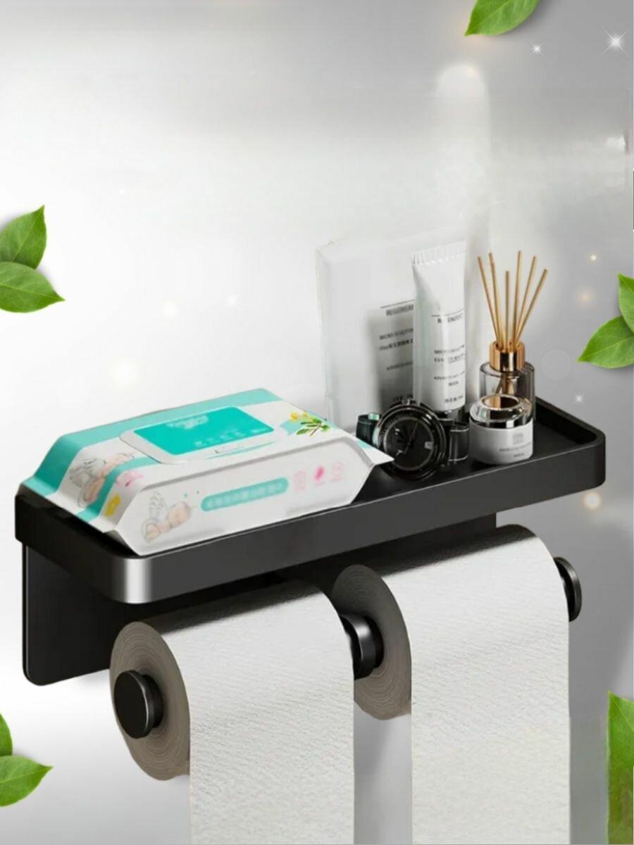 фото Держатель для туалетной бумаги с полочкой
