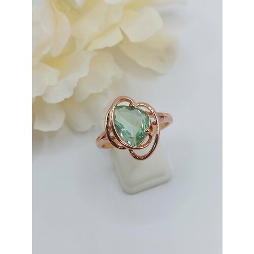 Кольцо FJ Fallon Jewelry Кольцо женское бижутерия; позолоченное кольцо бижутерия; женское кольцо под золото;, искусственный камень, размер 17, золотой, зеленый