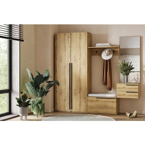 Прихожая Лорена Пакс-5 Дуб Золотистый 175x34x200 дуб светлый с зеркалом