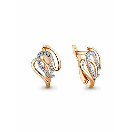 Серьги Amarin Jewelry, красное золото, 585 проба, фианит, золотой