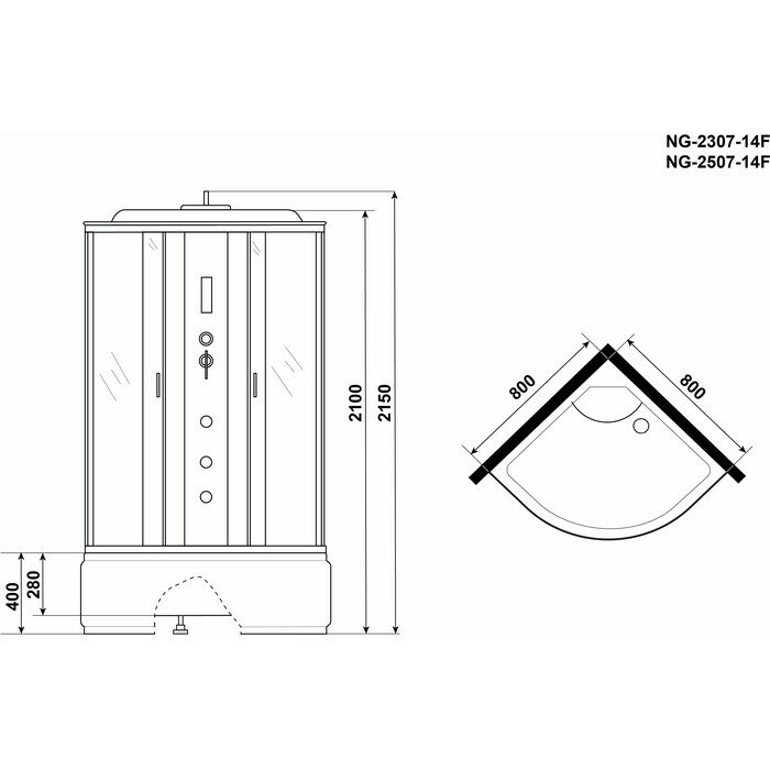 Душевая кабина Niagara NG-2507-14F 80х80х215