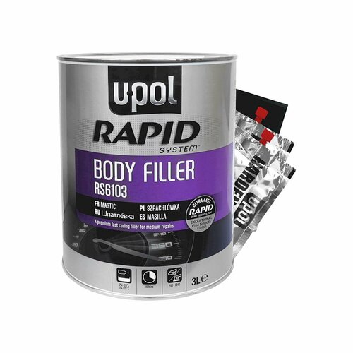 Шпатлевка быстросохнущая универсальная автомобильная U-POL RS6103 Rapid Body Filler 3 л 4679₽