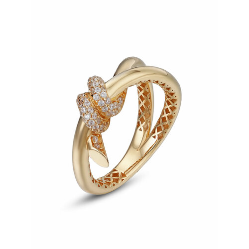 Кольцо YA ZOLOTO, желтое золото, 585 проба, фианит, размер 18.5, ширина 8 мм, желтый