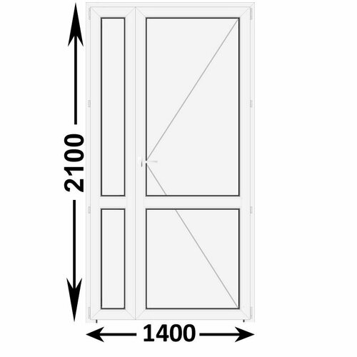 Готовая пластиковая межкомнатная дверь Veka WHS 1400x2100 Правая (ширина Х высота) (1400Х2100)