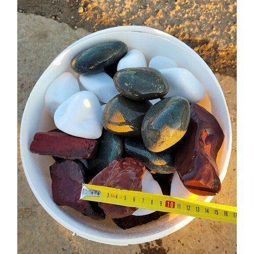 Микс камни для бани Диабаз Яшма Кварц галтованные 5-9 см упаковка 15 кг камни для бани жар камень микс галтованный яшма диабаз кварц 80 140