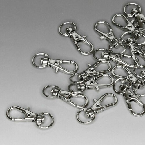 Застежка Карабин металлическая для брелковсумок серебристый 3011 мм 20 шт ВсемБусики 389₽