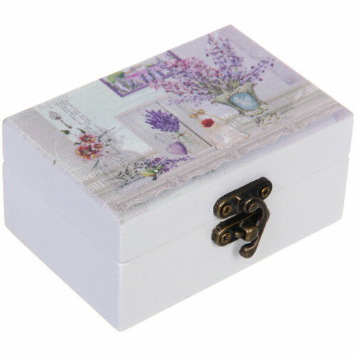 Шкатулка деревянная с зеркалом марципан утренняя сирень 95655см в коробке 629₽