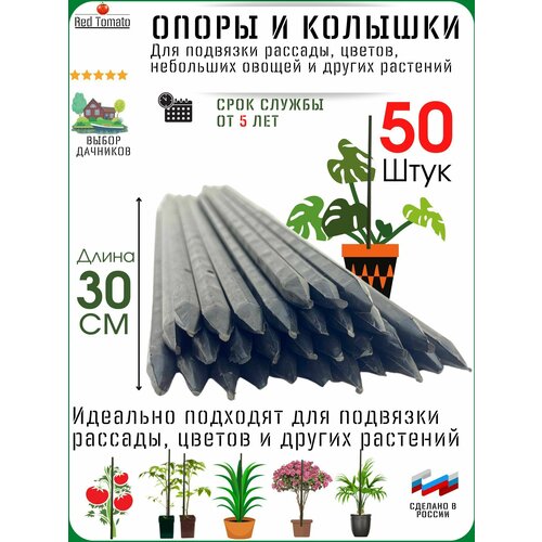 Опора для садовых комнатных растений, колышки садовые для подвязывания растений, черные, 50 шт.