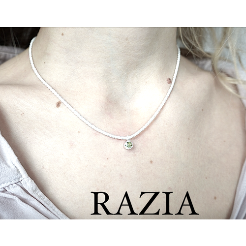 Колье, длина 40 см, серебряный, зеленый